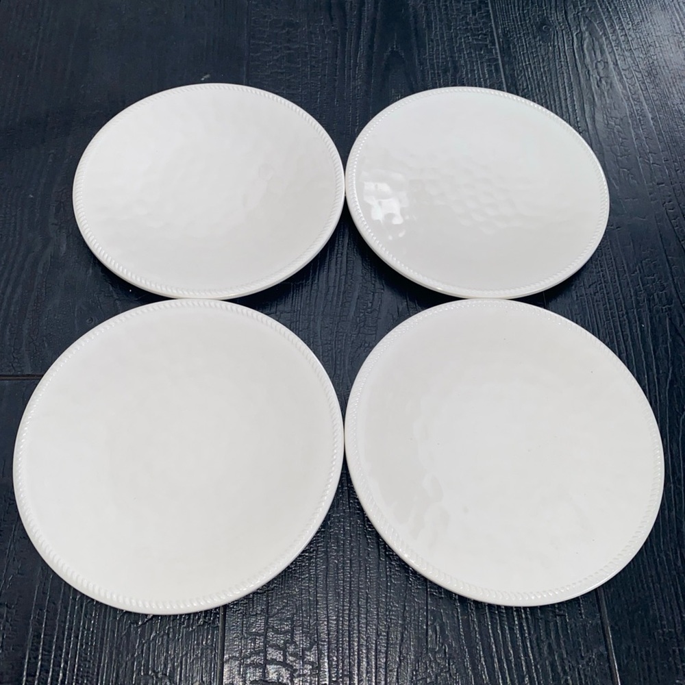 Threshold White Melamine Appetizer Dessert Plates Set Of 4 Hammered Style